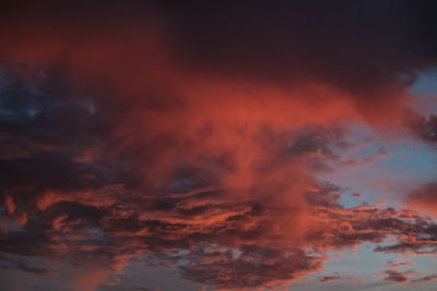 Low angle view of dramatic sky during sunset