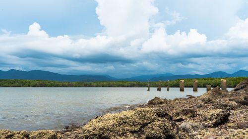 Scenic view of lake against sky