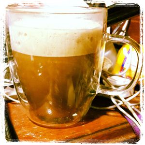 Close-up of coffee cup on table