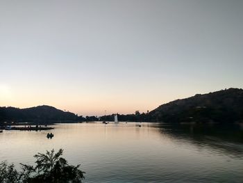 Scenic view of lake against clear sky