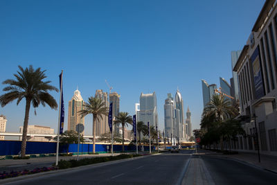 View of buildings against clear sky