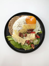 Directly above shot of breakfast served in plate