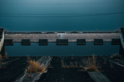High angle view of building against sky during winter