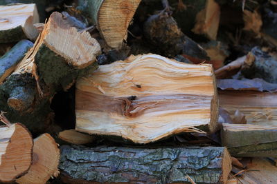 Full frame shot of wooden logs