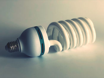 Close-up of light bulb on table