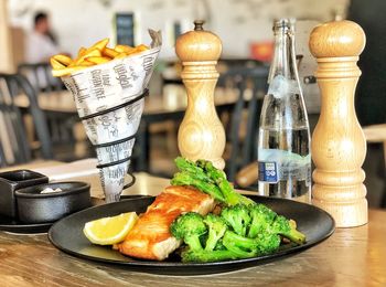 Close-up of food on table