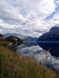 Scenic view of lake against sky