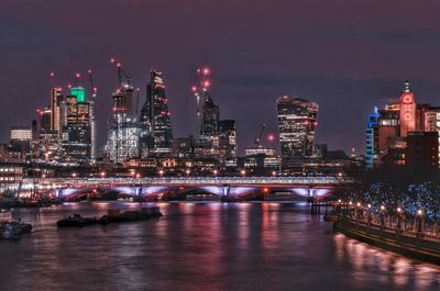 Illuminated city at night