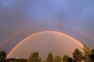 Low angle view of rainbow against sky