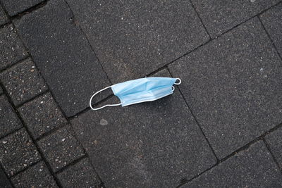 High angle view of umbrella on street
