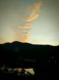 Scenic view of mountains at sunset