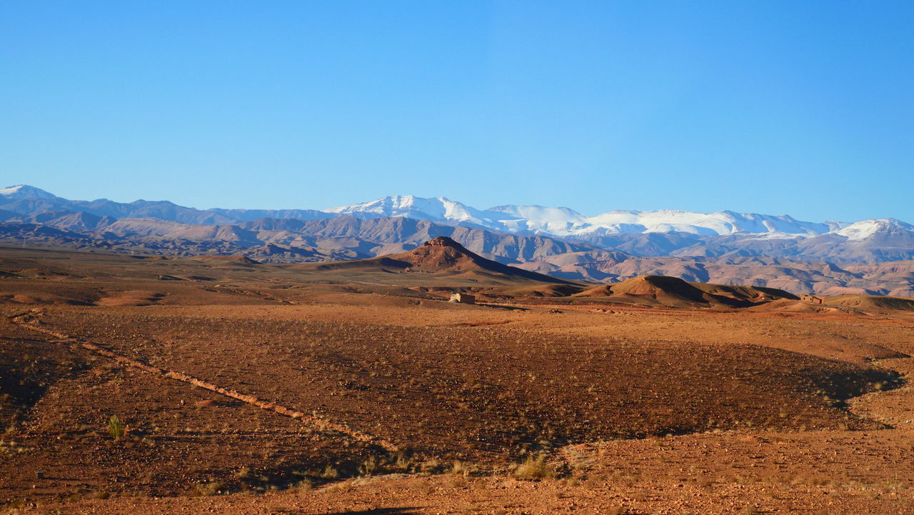 PANORAMIC VIEW OF ARID LANDSCAPE AGAINST SKY