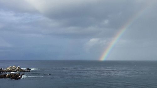 Scenic view of sea against cloudy sky