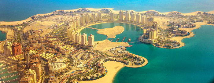 Aerial view of city buildings