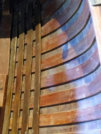 Low angle view of wooden wall