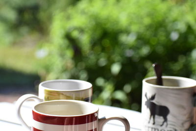 Close-up of coffee cup on table