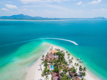 High angle view of beach against sky