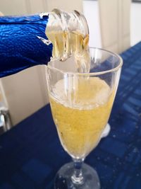 Close-up of drink in glass on table