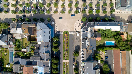 High angle view of buildings in city