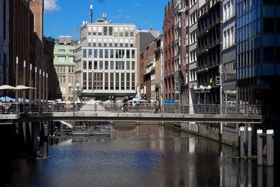Reflection of buildings in city