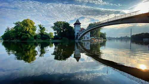 Bridge over river against sky