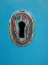 Close-up view of blue wall