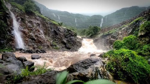 Scenic view of waterfall