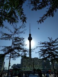 Low angle view of communications tower