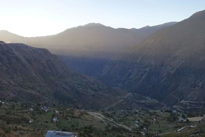 Scenic view of mountains against clear sky