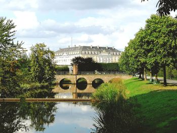 Bridge over river against sky