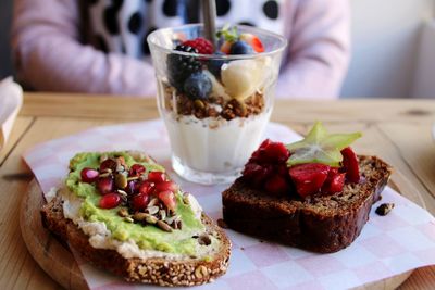 Close-up of breakfast on table