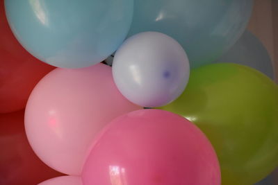 High angle view of multi colored balloons