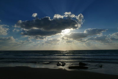 Scenic view of sea at sunset