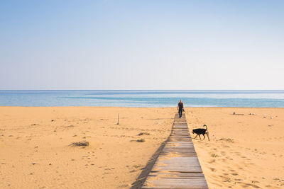 Scenic view of beach against clear sky