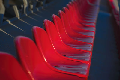 Close-up of red seats 