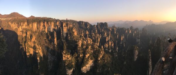 Panoramic view of landscape against sky during sunset