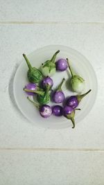 High angle view of vegetables in plate