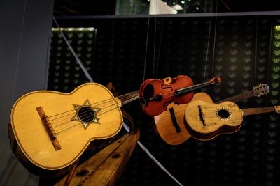 High angle view of guitar