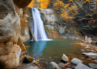 Autumn landscape at casoca waterfall.