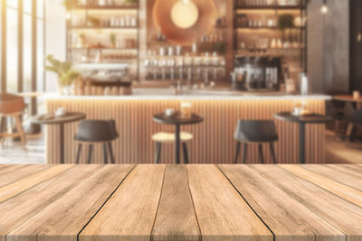 Close-up of empty wooden table