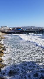 Scenic view of sea against clear sky