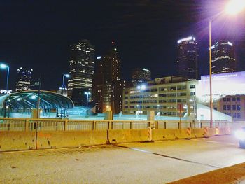 Illuminated buildings at night