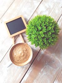 High angle view of coffee on table