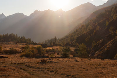 Scenic view of mountains against sky