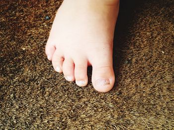 Low section of girl standing on carpet