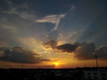 Silhouette buildings against sky during sunset