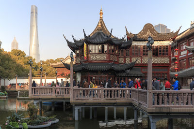 View of temple in city