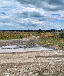 Scenic view of land against sky