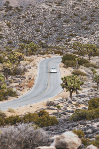 High angle view of cars on road