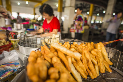 Close-up of meat for sale at market stall